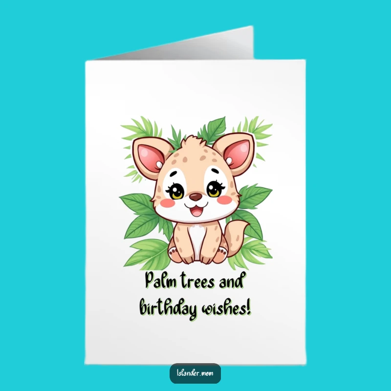 Free Printable Bday Card: Palm Leaf Animal - Tropical Birthday Beam Gift