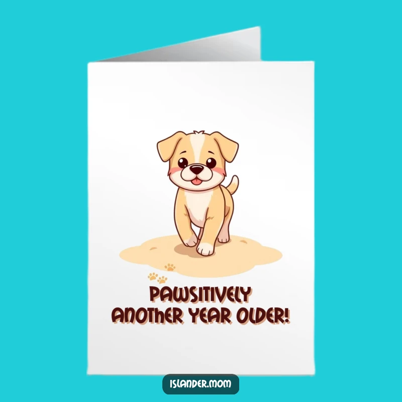 Free Printable Birthday Card: Dog Beach Walk - Paw Print Fun Downloadable Gift