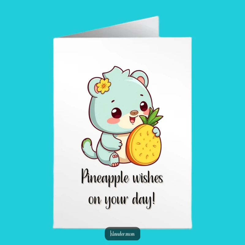 Free Printable Birthday Card: Kawaii Islander Pineapple Treat Downloadable Gift