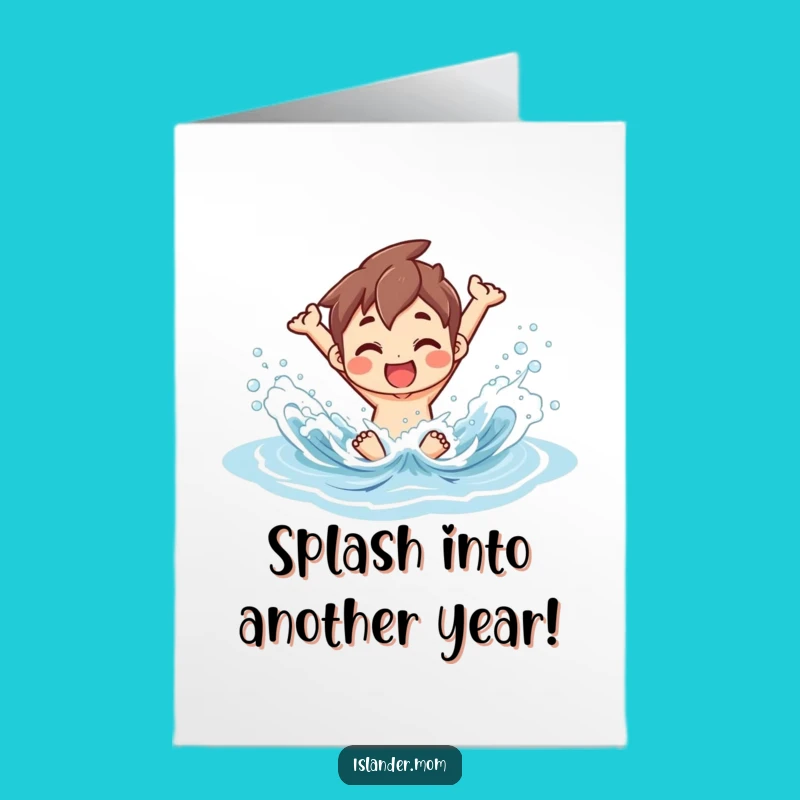 Free Printable Birthday Card: Fun Islander Wave Splash, Joyful DIY Gift!