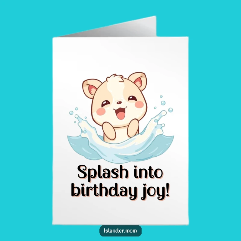Free Printable Birthday Card: Splashing Animal Fun Waves Downloadable Gift