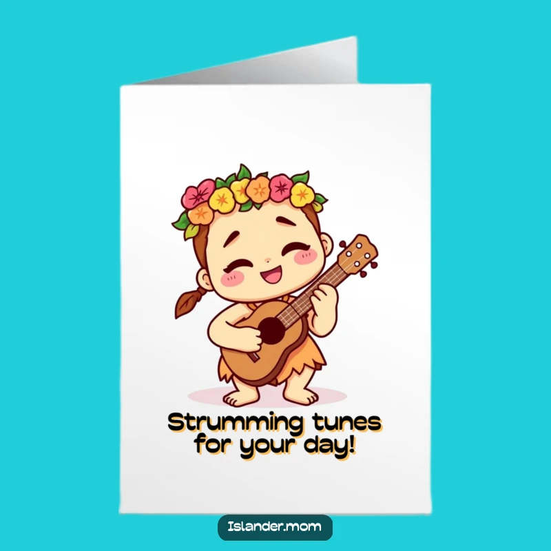 Free Printable Birthday Card: Ukulele Islander's Chill Vibes, Funny Downloadable Gift