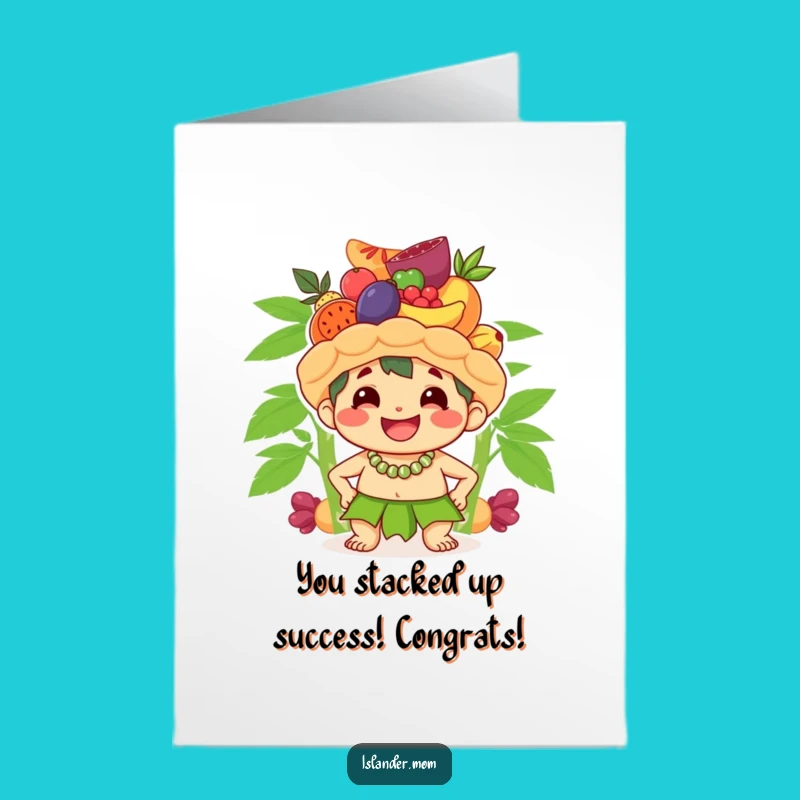 Free Printable Congrats Card: Fruit Balancer's Triumph Funny Downloadable Gift