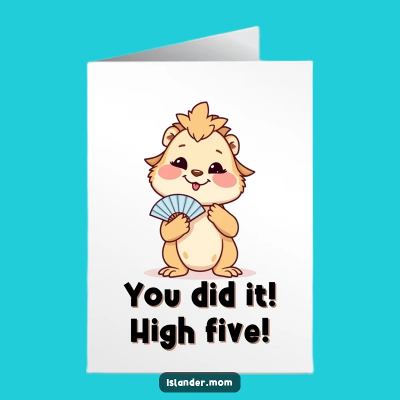 Free Printable Congrats Card: Funny Islander Mom Fanning Herself, Joyful Downloadable Gift