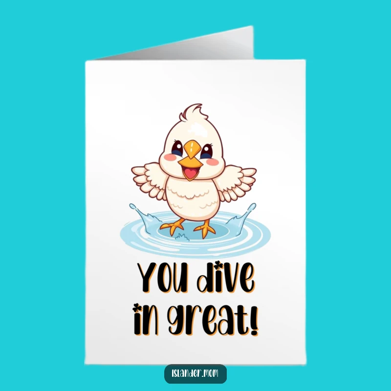 Free Printable Congrats Card: Happy Bird Lagoon Splash Humorous Gift
