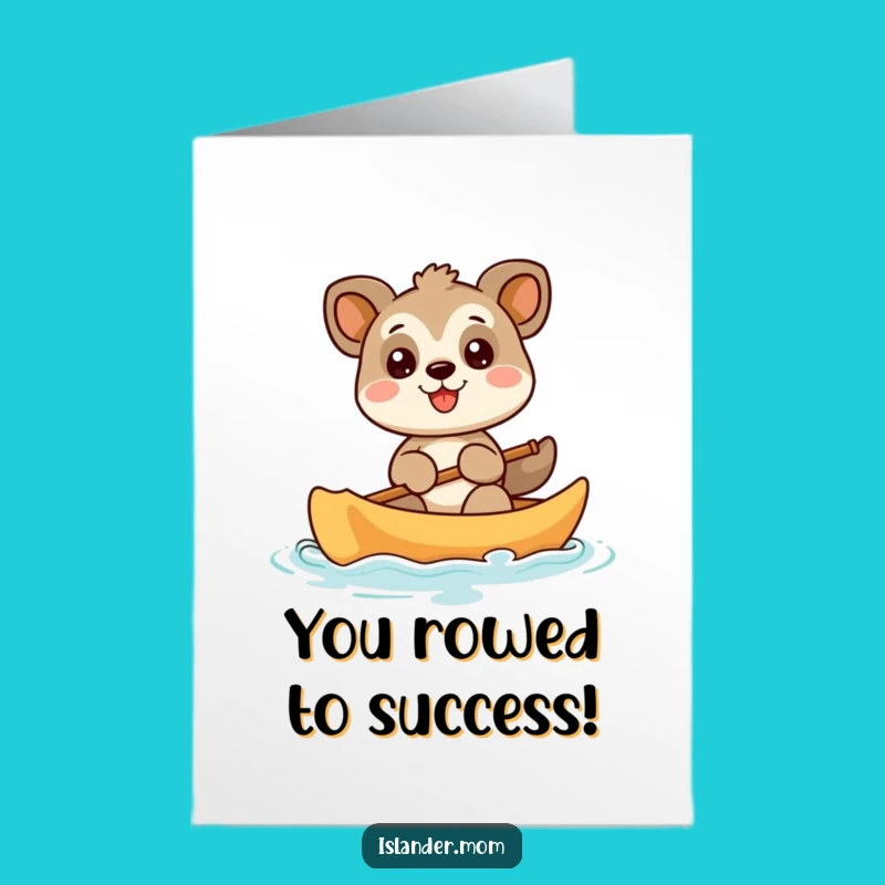 Free Printable Congrats Card: Happy Canoe Animal & Big Smile - Downloadable Joy