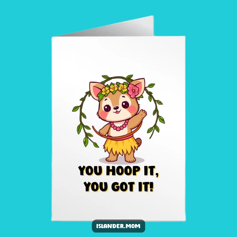 Free Printable Congrats Card: Hilarious Islander Animal Hula Hoop - Downloadable Celebration Gift!