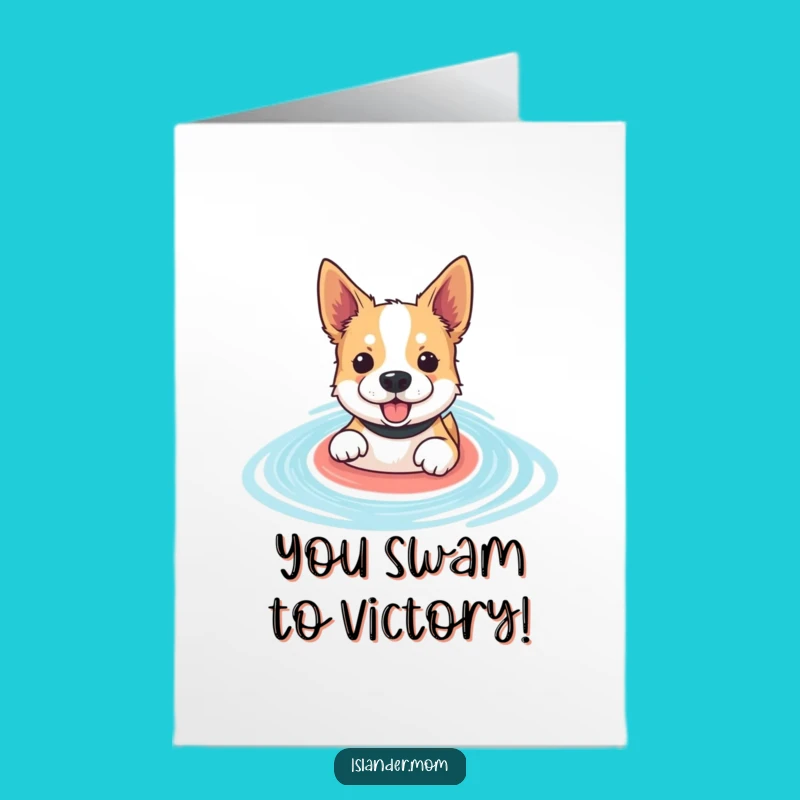 Free Printable Congrats Card: Paddling Dog Lagoon Fun - Downloadable Celebration