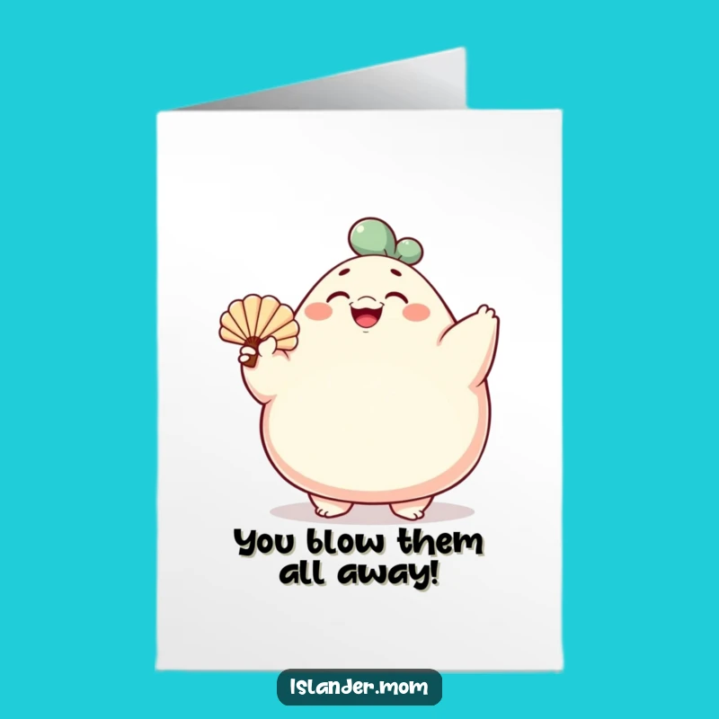 Free Printable Congrats Card: Shell Fan Character, Cheerful Downloadable Gift