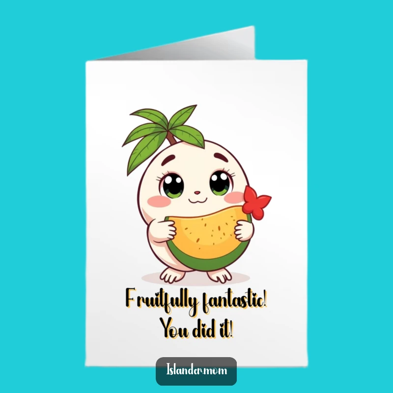 Free Printable Creature Congrats Card: Tropical Fruit for Your Win!