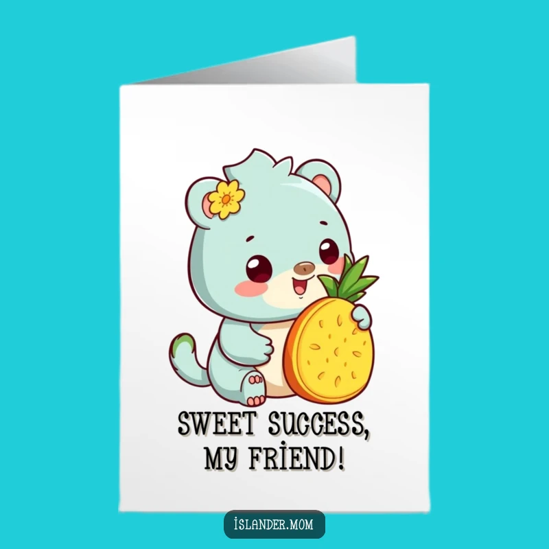 Free Printable Congratulations Card: Kawaii Islander Pineapple Welcome Downloadable Gift