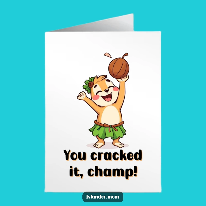 Free Printable Congrats Card: Funny Coconut Toss Islander Animal Downloadable Gift