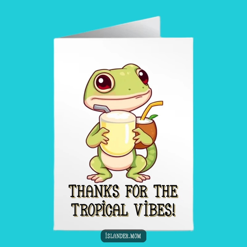 Free Printable Gecko Thank You Card: Tropical Thanks with Coconut