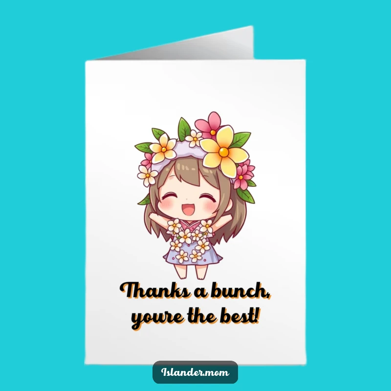 Free Printable Thank You Card: Beaming Lei Balance, Downloadable Funny Gratitude Gift