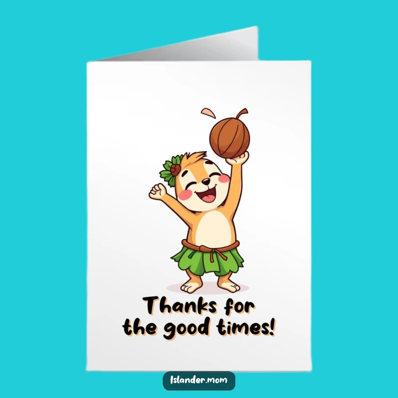 Free Printable Thank You Card: Funny Coconut Toss Islander Animal Downloadable Gift