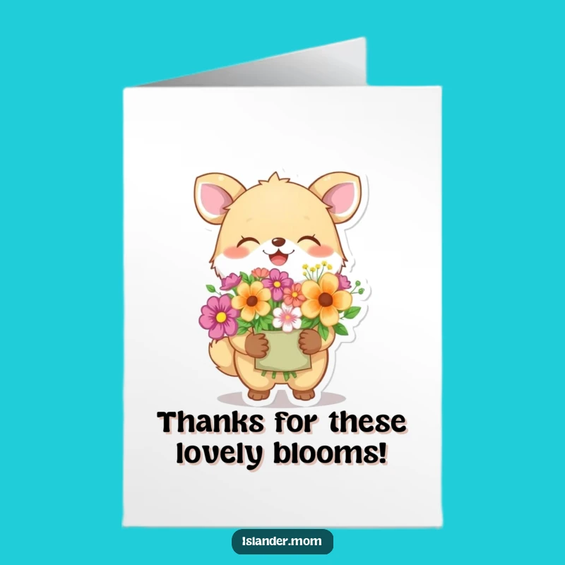 Free Printable Thank You Card: Giggling Flower Giver - Grateful & Sunny Download