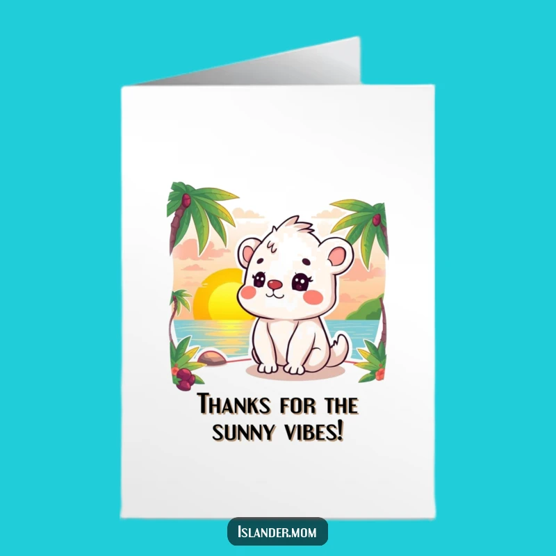 Free Printable Thank You Card: Islander Animal Sunset Gratitude Funny Downloadable Gift