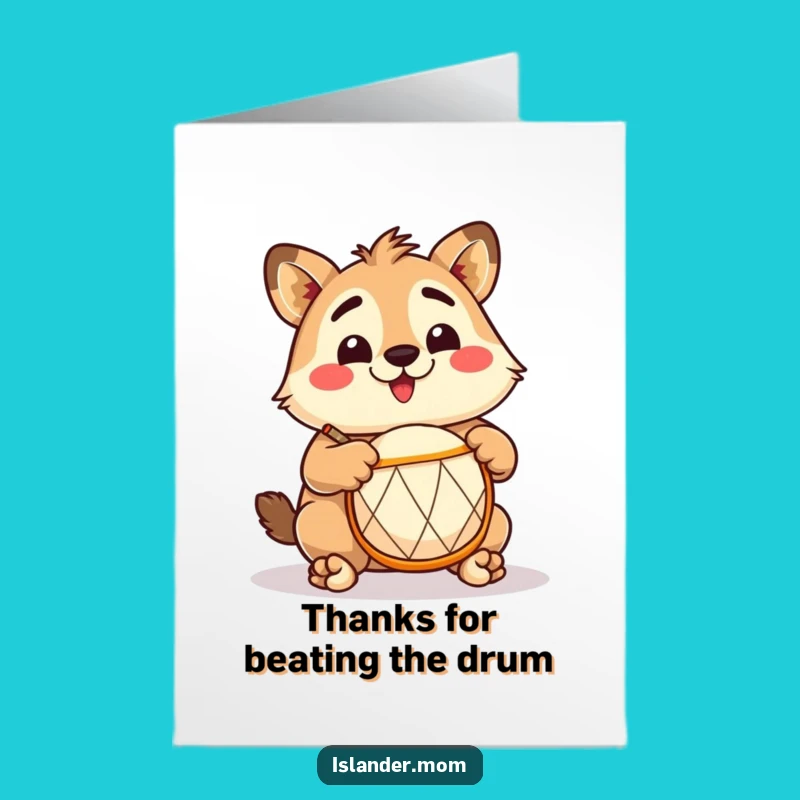 Free Printable Thank You Card: Islander Drum Beat DIY Humor Downloadable Gift