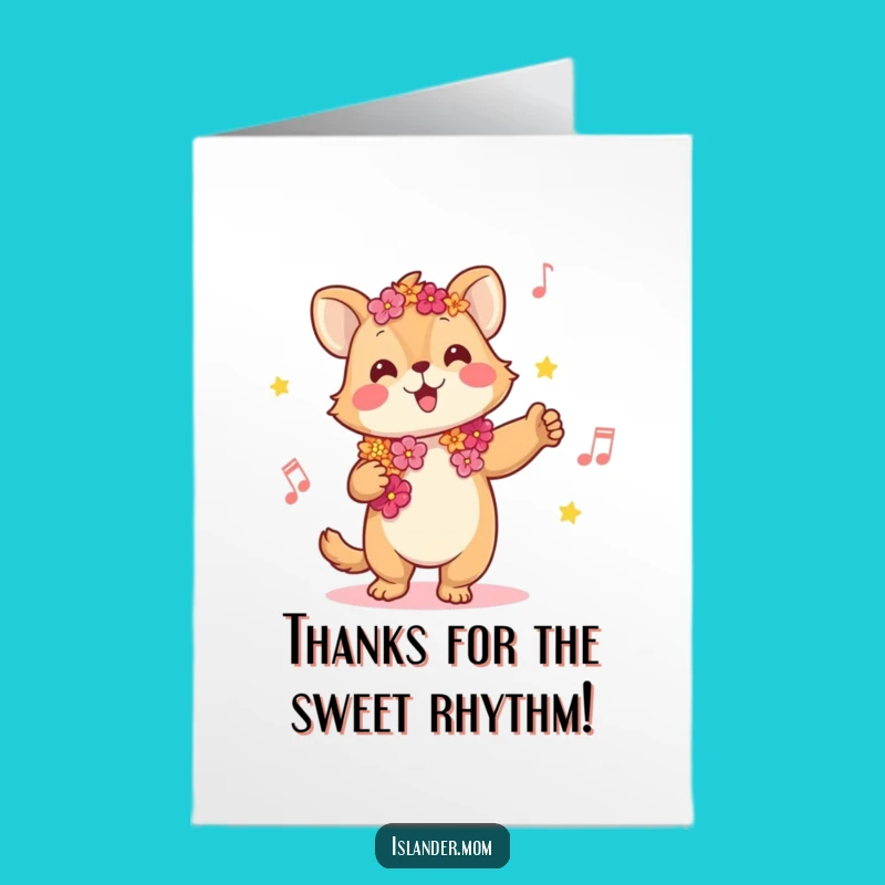 Free Printable Thank You Card Kawaii Islander Lei Music Funny Gift