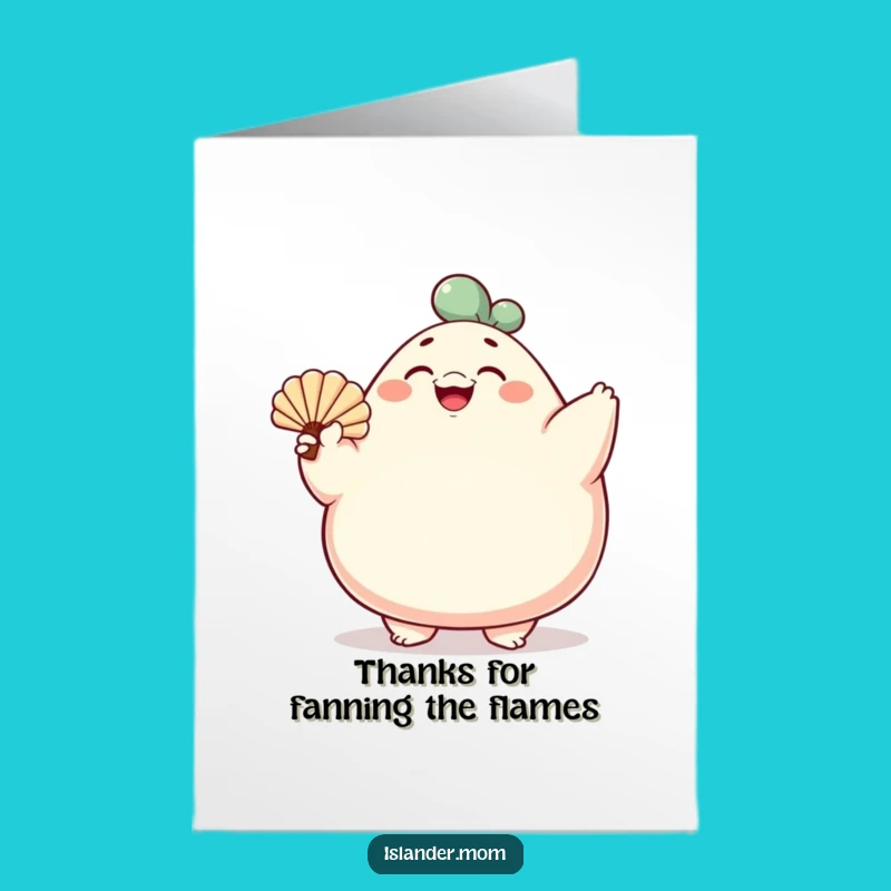 Free Printable Thank You Card: Shell Fan Character, Cheerful Downloadable Gift