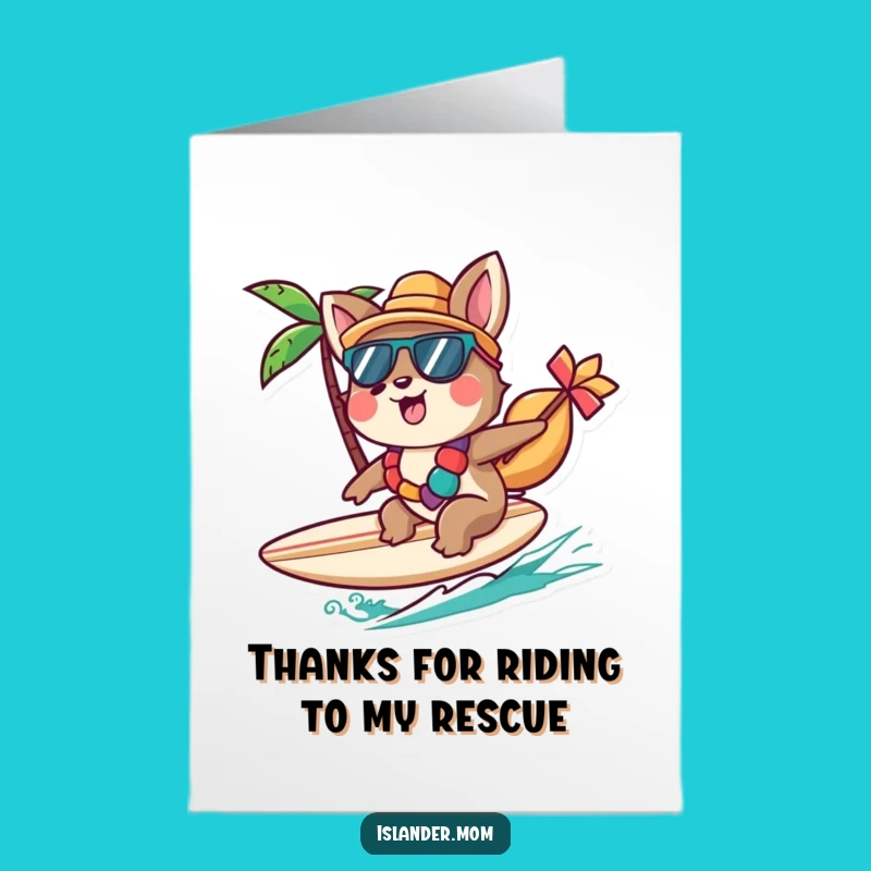 Free Printable Thank You Card: Thank You Surfer - Island Animal Glide Download