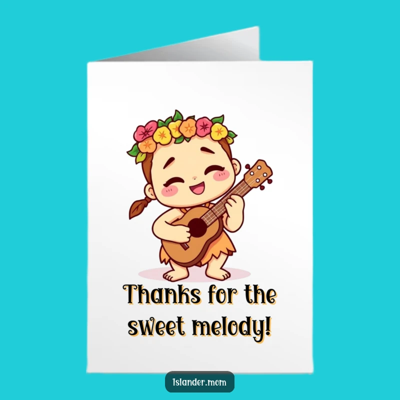 Free Printable Thank You Card: Ukulele Islander Serenade, Funny Downloadable Gift