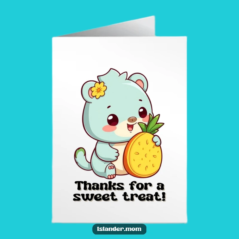 Free Printable Thank You Card: Kawaii Islander Pineapple Gratitude Downloadable Gift