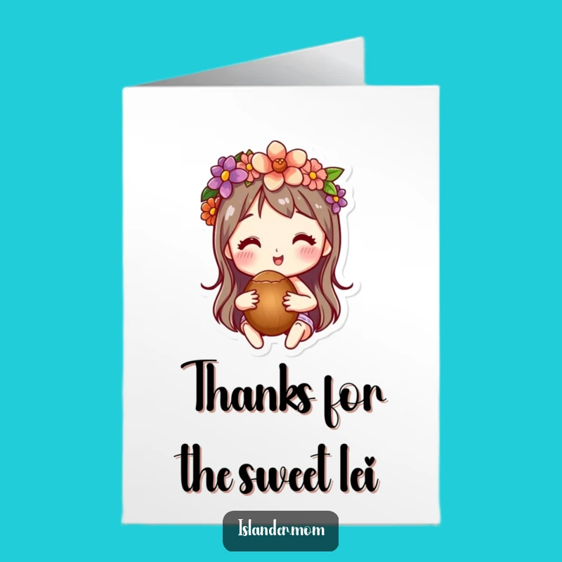 Free Printable Thank You Card: Flower Crown Coconut Character Funny Gift