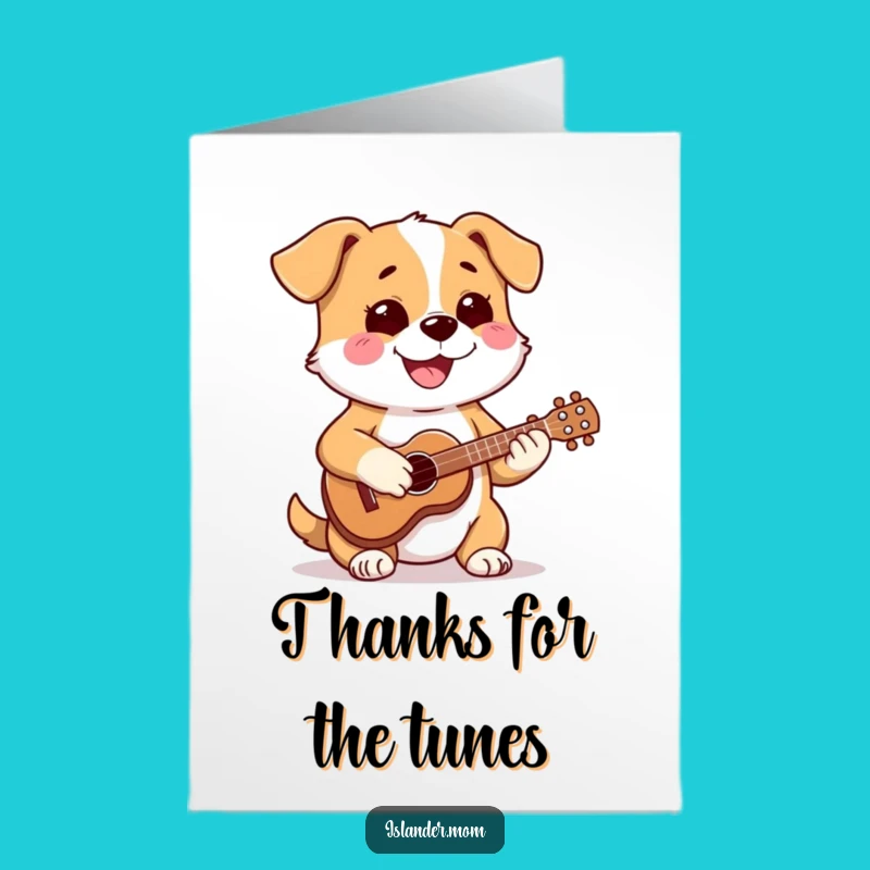 Free Printable Thank You Card: Dog's Ukulele Tune Thankful Melody