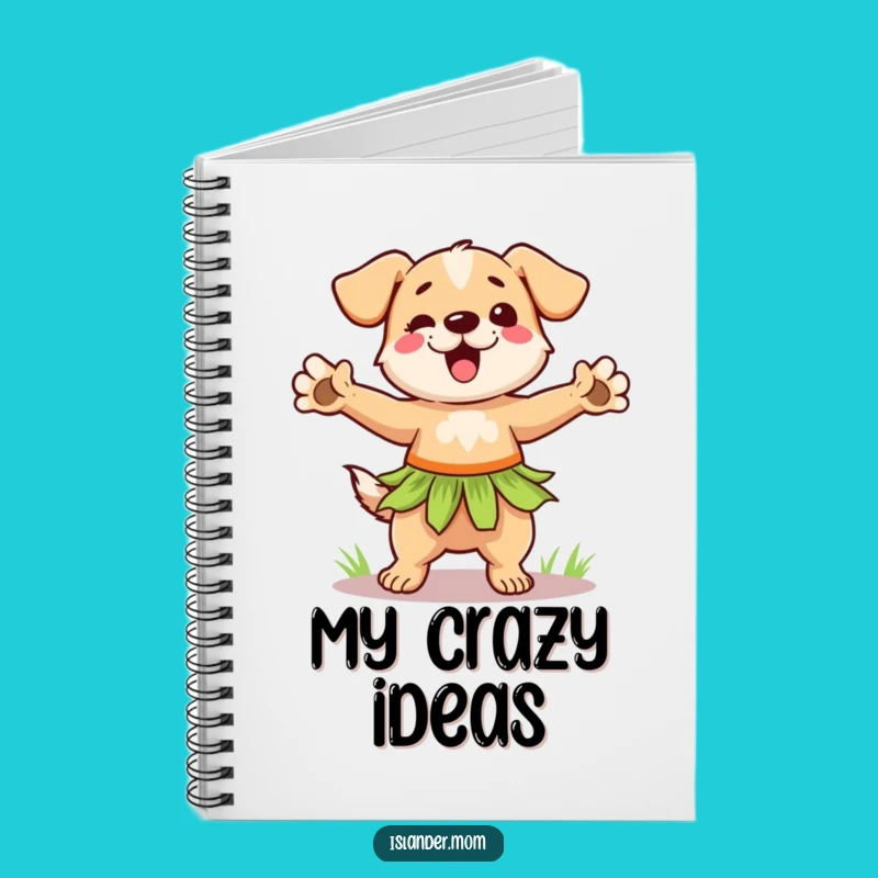 Funny Hula Dog Notebook - Grass Skirt Pup Dance, Tropical Journal Gift