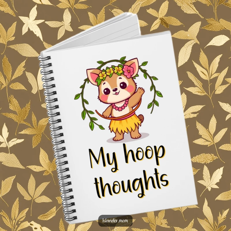 Funny Notebook: Whimsical kawaii islander animal character energetically twirling a vine hula hoop, perfect for jotting down funny notes.