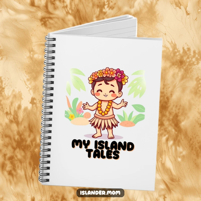 Funny notebook with a cute Kawaii islander character gracefully hula dancing, perfect for jotting down graceful thoughts and ideas.