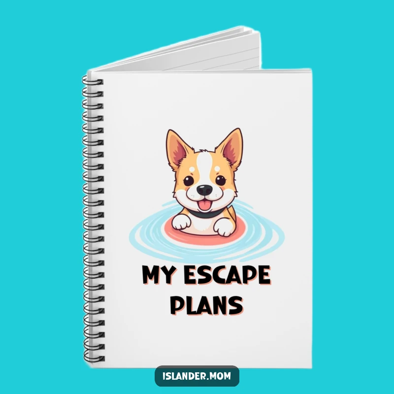 Funny Paddling Dog Notebook - Lagoon Pup, Water Journal Gift