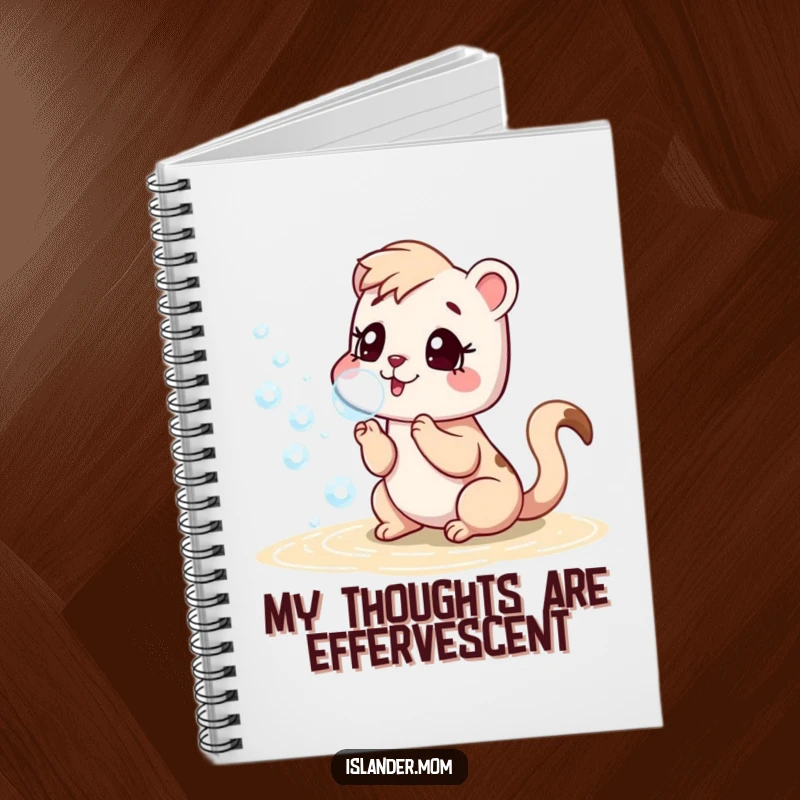 Funny notebook with an islander mom animal blowing bubbles near a beach, perfect for jotting down ideas with a playful vibe.