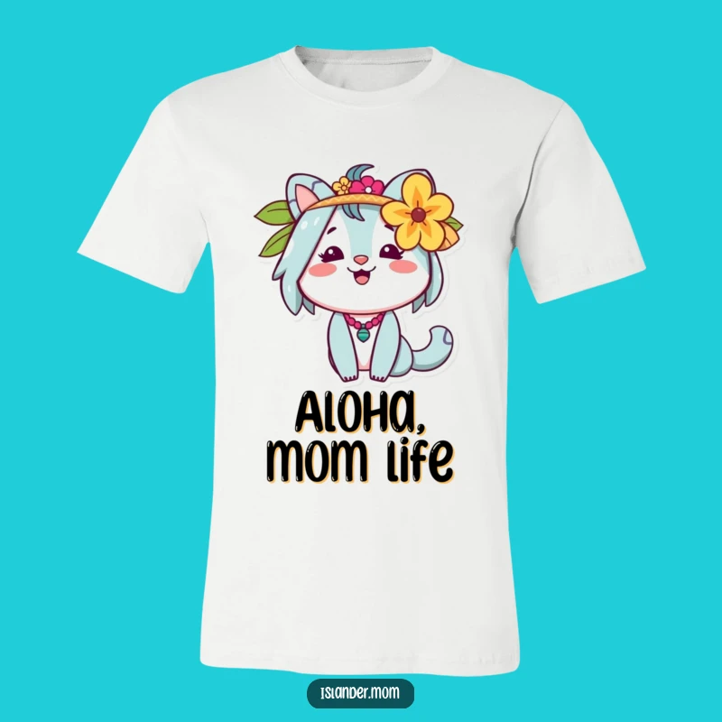 Funny Islander Mom T-Shirt: Cheerful Aloha, Flower Ear, Tropical Mama Tee