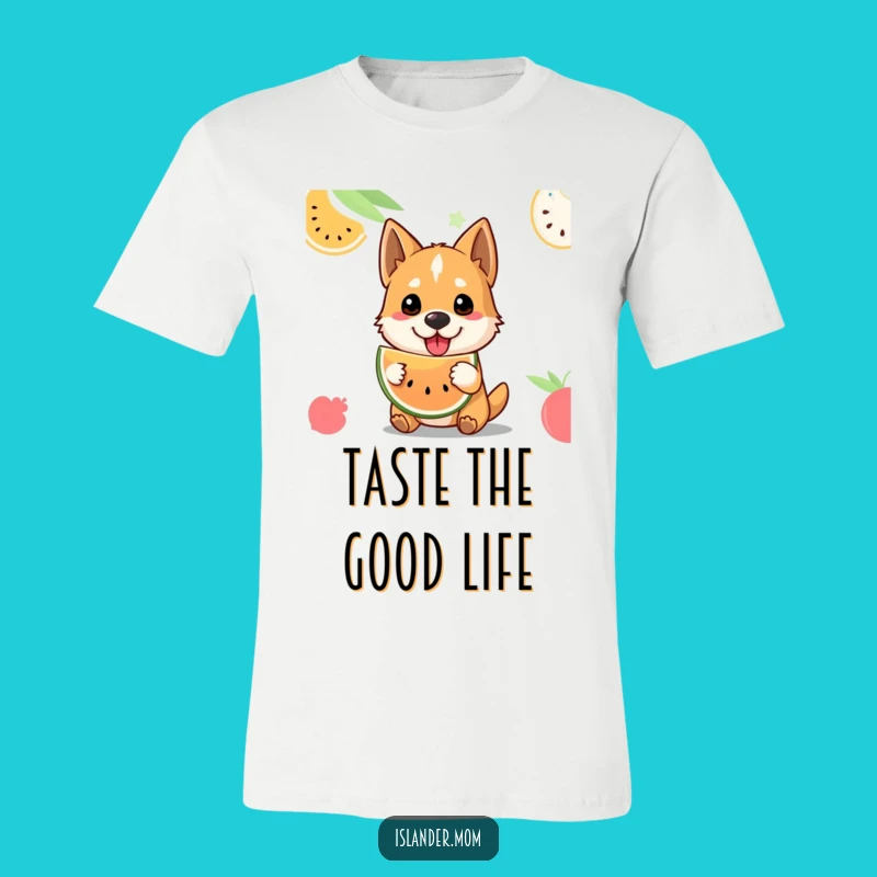 Funny Welcoming Dog T-Shirt - Tropical Fruit Offering, Island Hospitality Tee