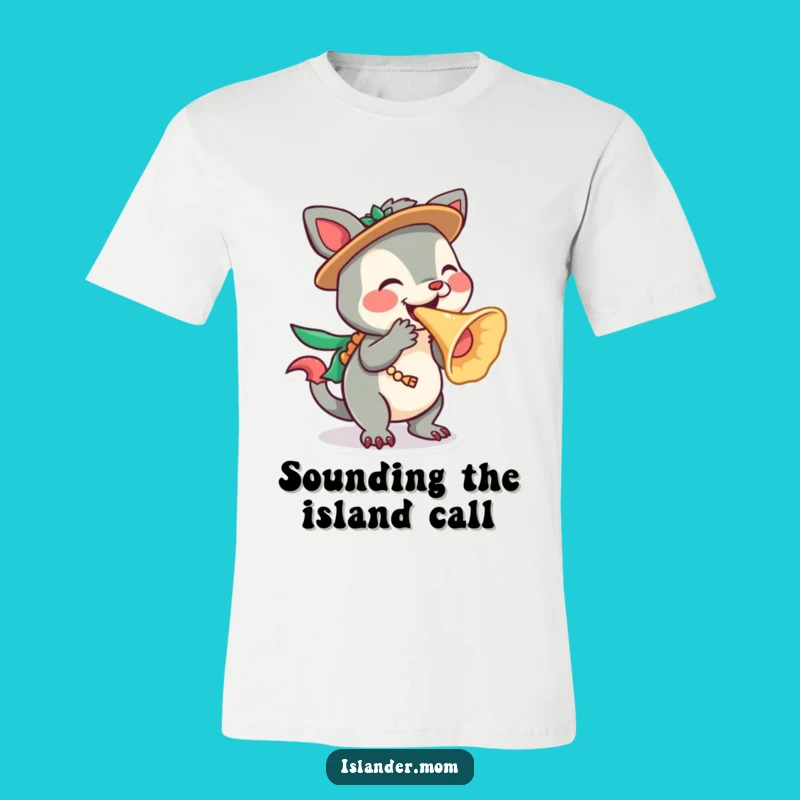 Funny Islander Animal T-Shirt: Conch Shell Blower for Island Fun