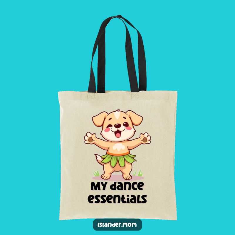 Funny Hula Dog Tote Bag - Grass Skirt Pup Dance, Tropical Party Essential Gift