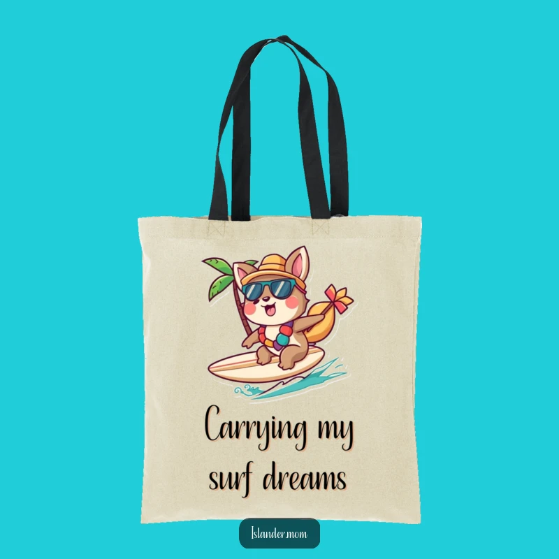 Funny Islander Animal Tote Bag: Cheerful Surfer for Beach Essentials