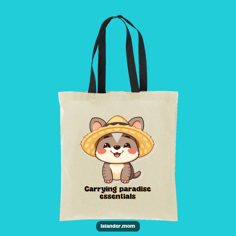 Funny Islander Animal Tote Bag: Smiling Straw Hat for Tropical Adventures