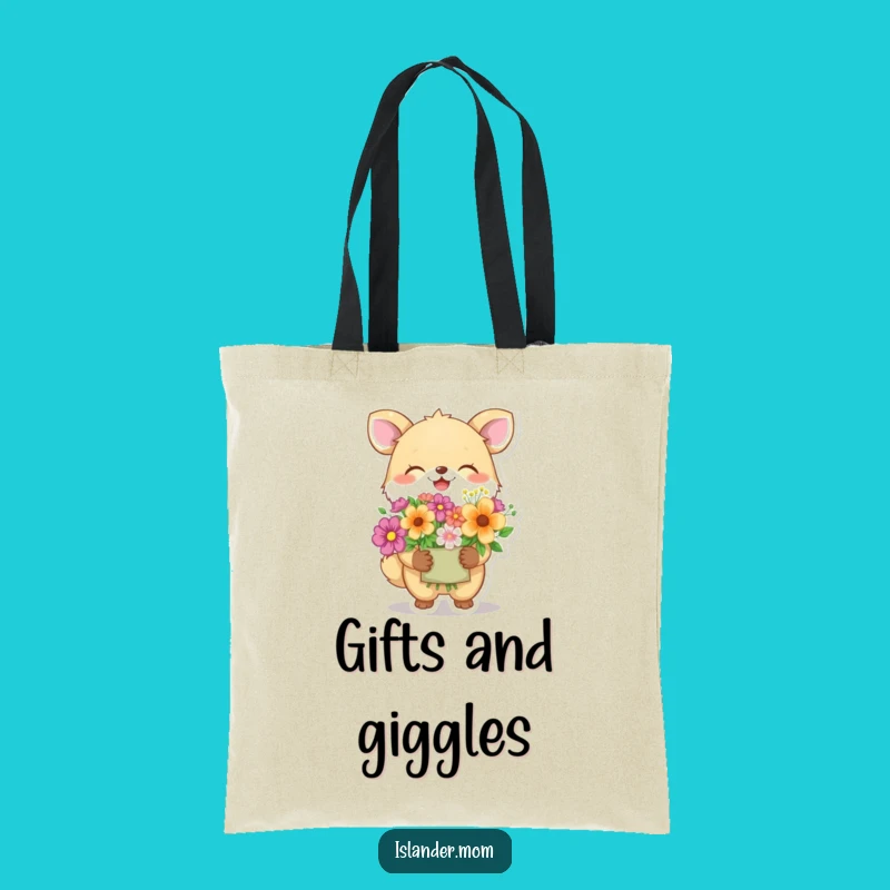 Funny Giggling Animal Flower Tote Bag: Carry Joy and Blooms